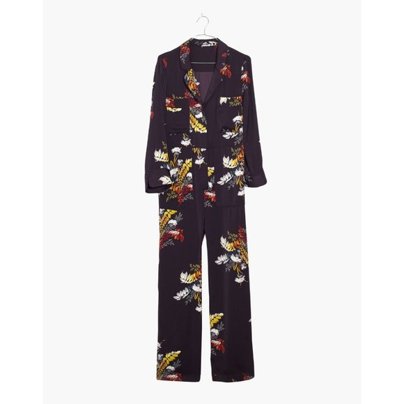 NWT Madewell Satin Pajama Jumpsuit in Blooming Oasis - Picture 5 of 12